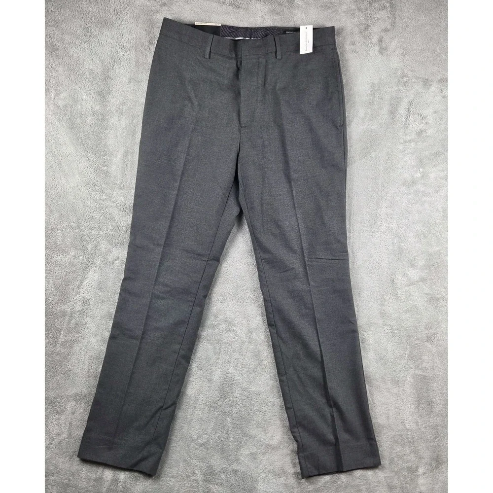 NWT Banana Republic Aiden Slim Charcoal Gray Dress Pants Mens 31x30 Stretch